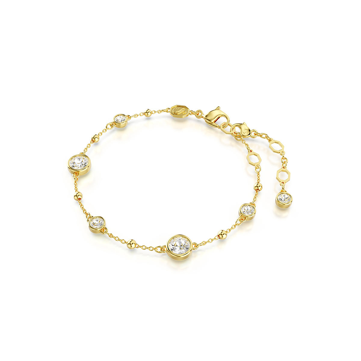 Swarovski Imber bracelet, Round cut, White, Gold-tone plated